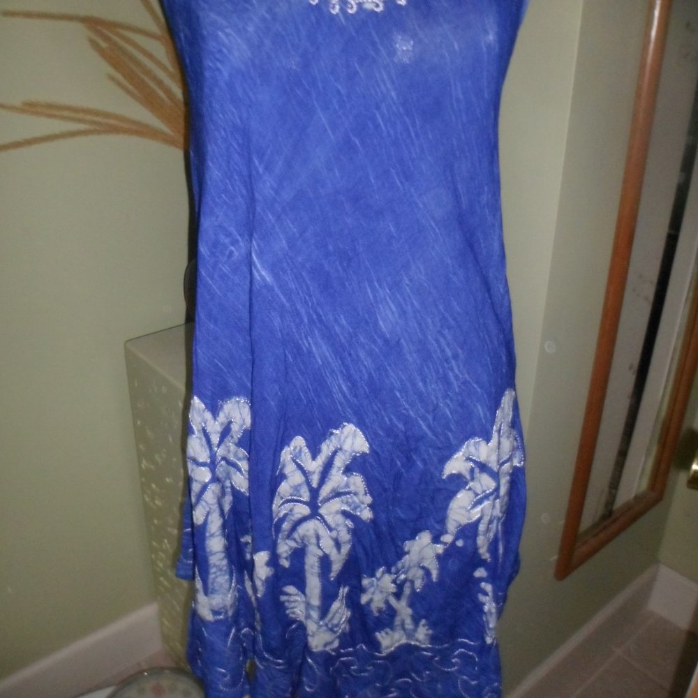 Woman's teen beach dress/ casual blue wh 1 sz nwt